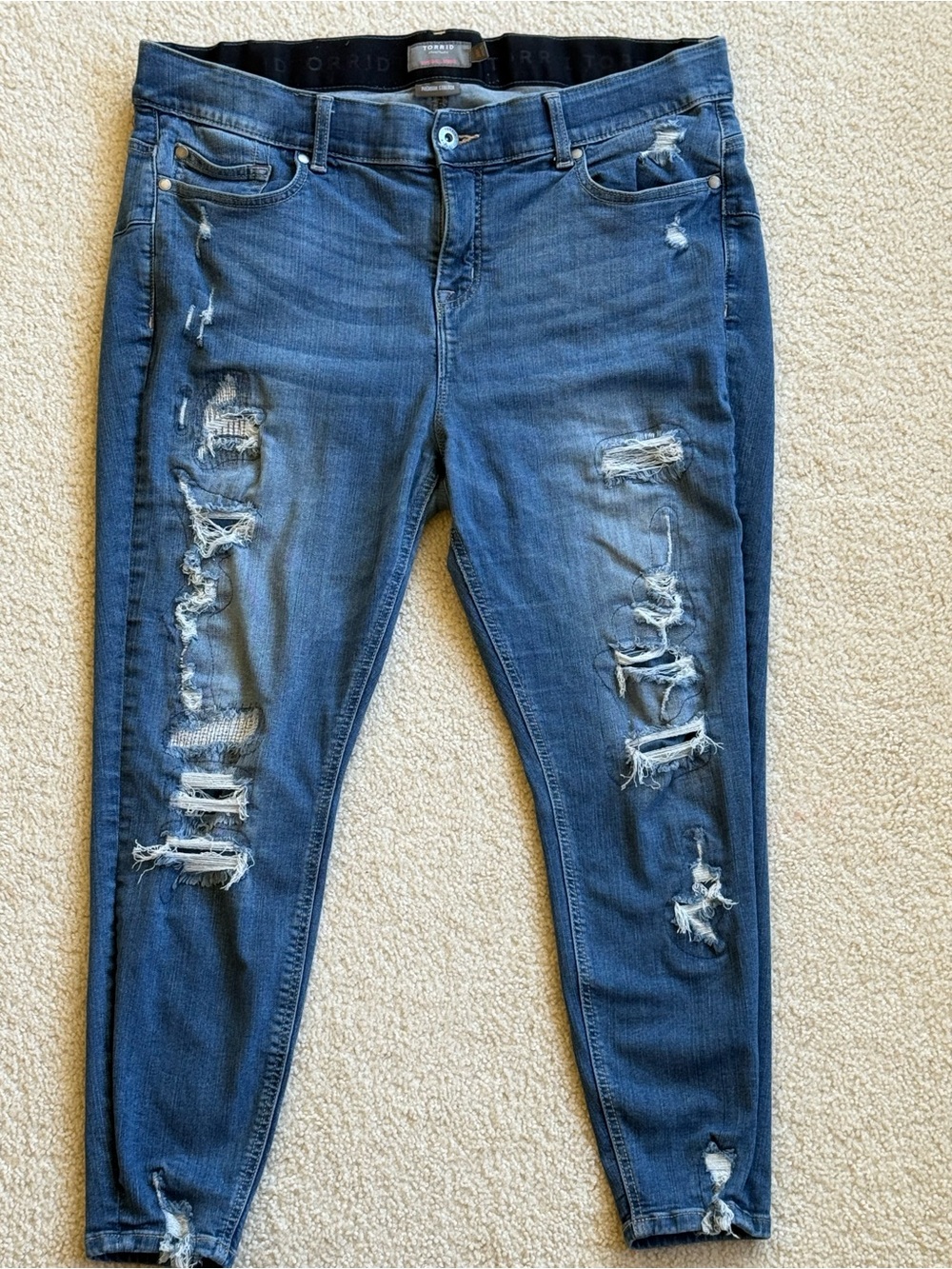 Torrid Bombshell Skinny Premium Stretch High-Rise Destructed Jeans